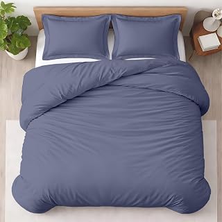 Kotton Culture 3 Pc Duvet Cover Queen Size/Full Size Set-100% Egyptian Cotton 600 TC Ultra Soft Premium Durable Comforter Cover Zipper Closure & Corner Ties- (Mediterranean Blue, 90" X 90")