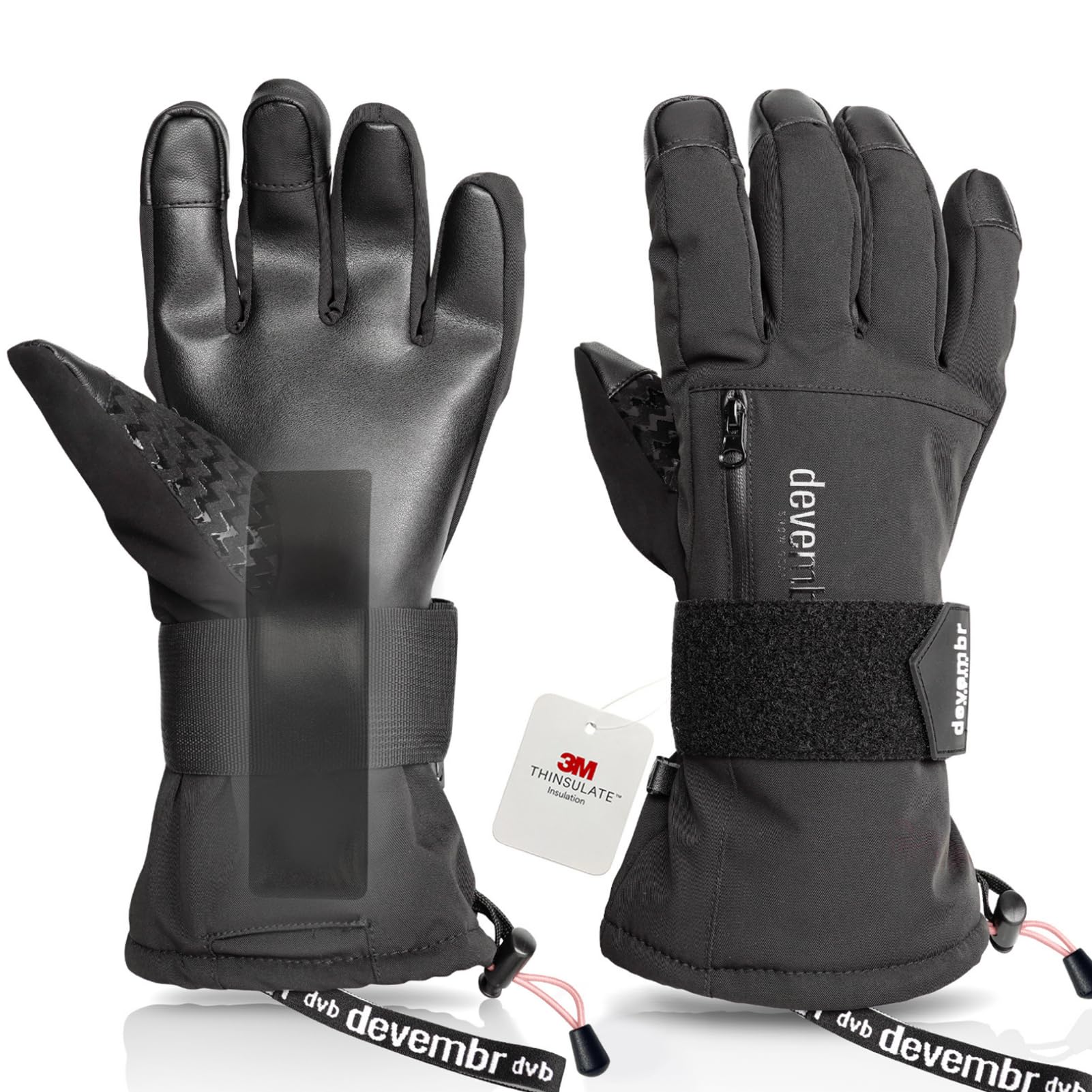 Snowboarding Gloves with Wrist Guards, Ski Gloves Touchscreen