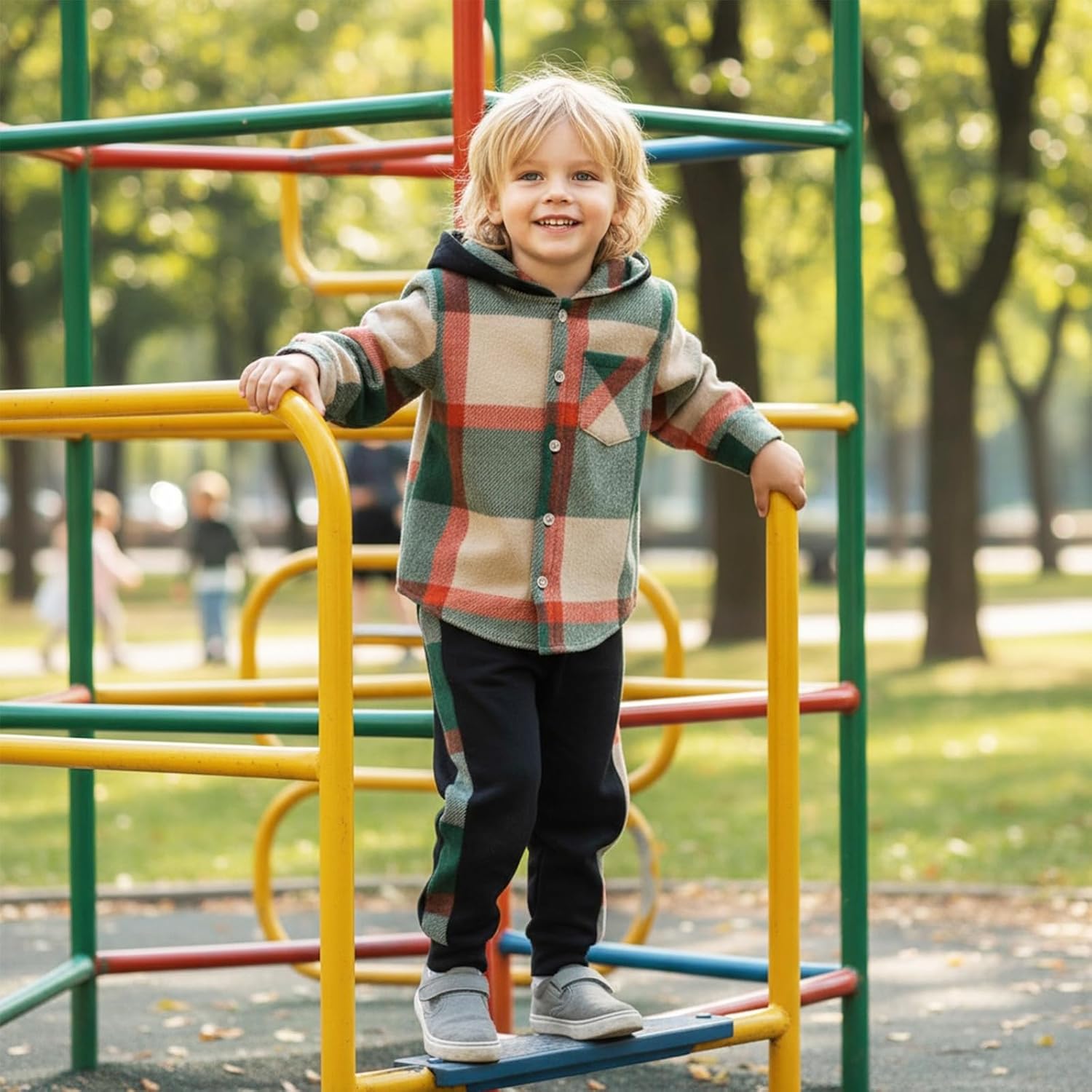 Toddler Boy Clothes Fall Winter Outfits Plaid Pocket Hoodie Sweatshirt + Long Sleeve Pants Set 12 Months-6 Years Old