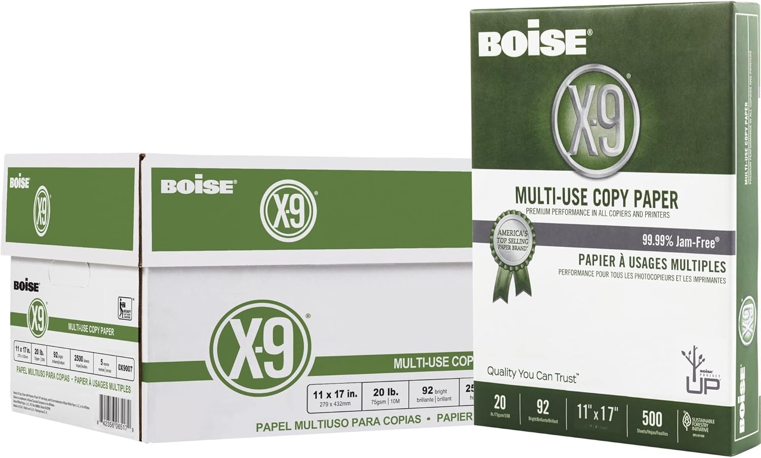 Boise OX-9007 X-9T Multipurpose Paper, 20-lb., 11 x 17, 2,500 Sheets/ream : Office Products