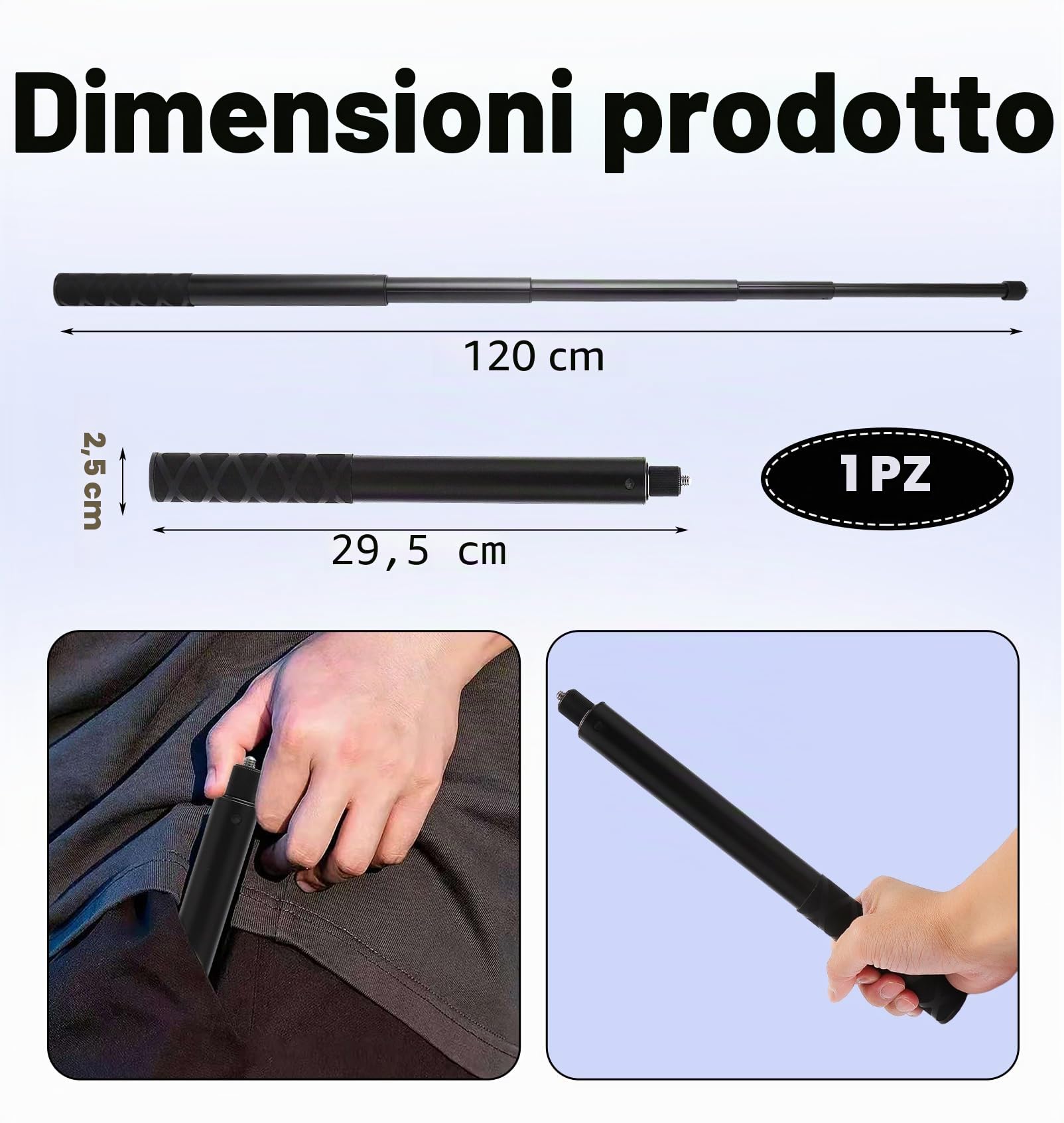 VOSSOT Selfie Stick 120 cm in lega di alluminio Invisible Estensibile Stable Selfie Stick Invisibile per Insta X3 X4 X2 Hero Action Cam Microfoni