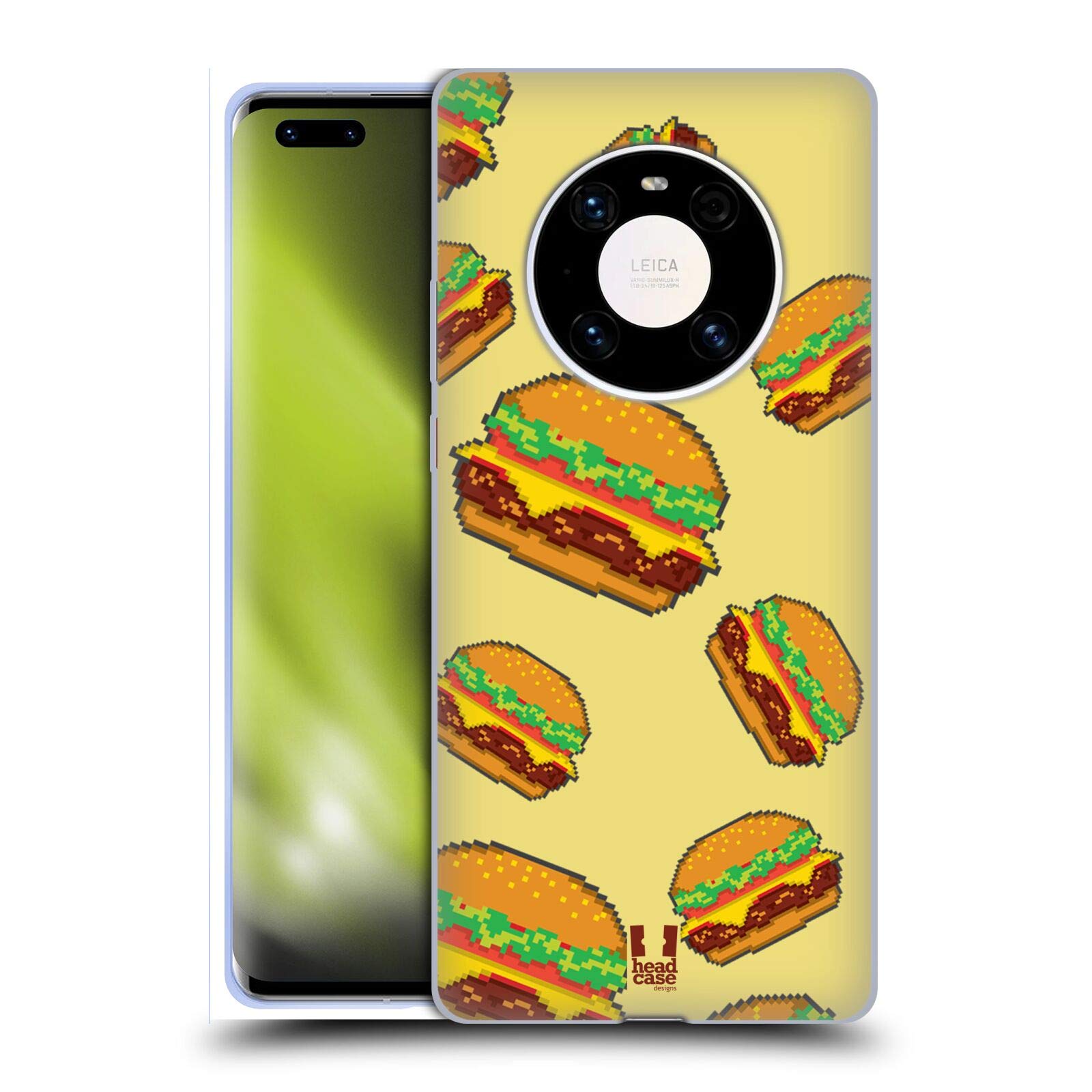 Head Case Designs Burger Pixel Food Soft Gel Case Compatible With Huawei Mate 40 5G