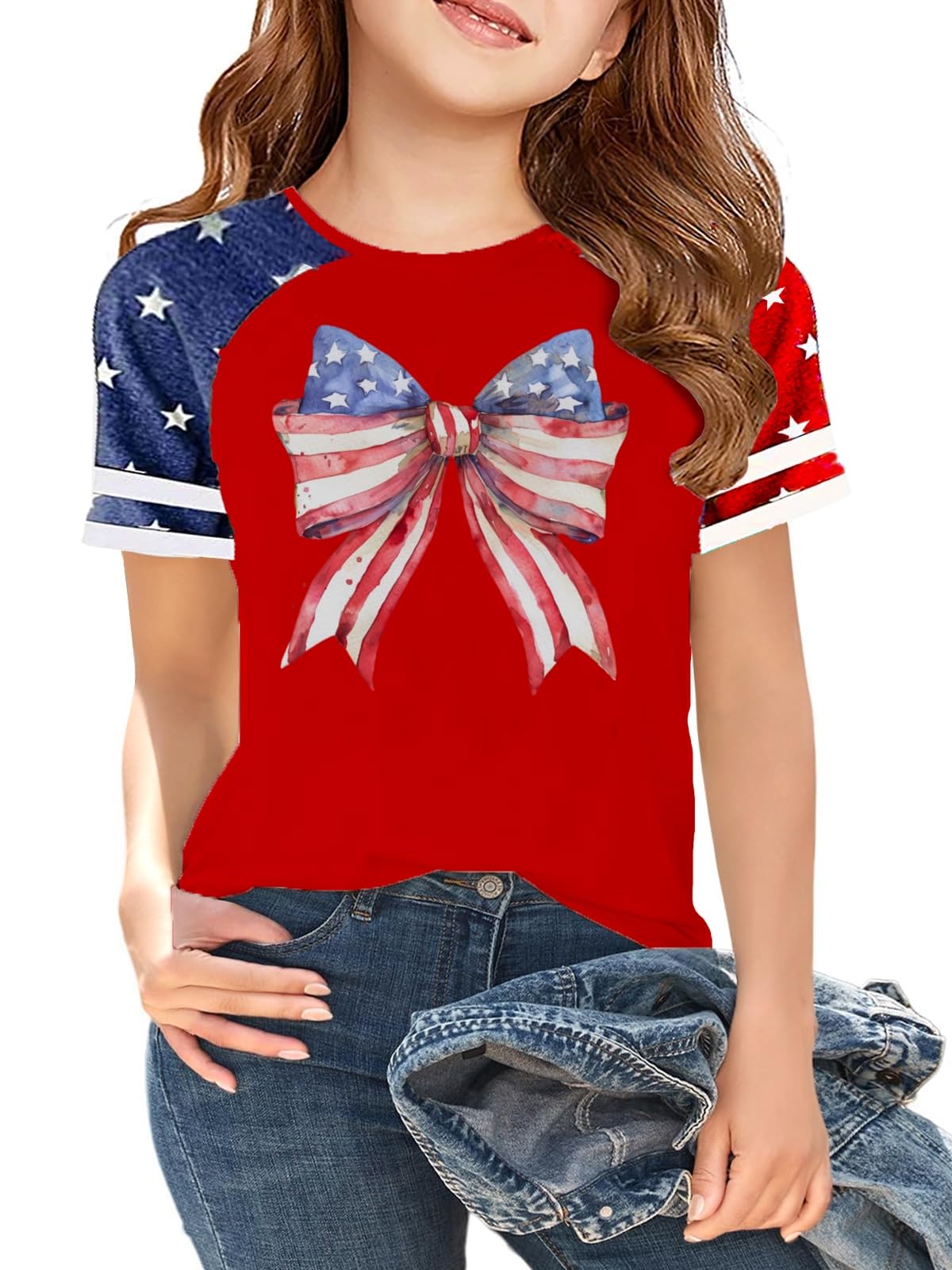 Ithalt Boys Girls USA Shirts Kids 4th of July Shirts American Flag Tshirt Patriotic Top Independence Day Outfit 5-13y