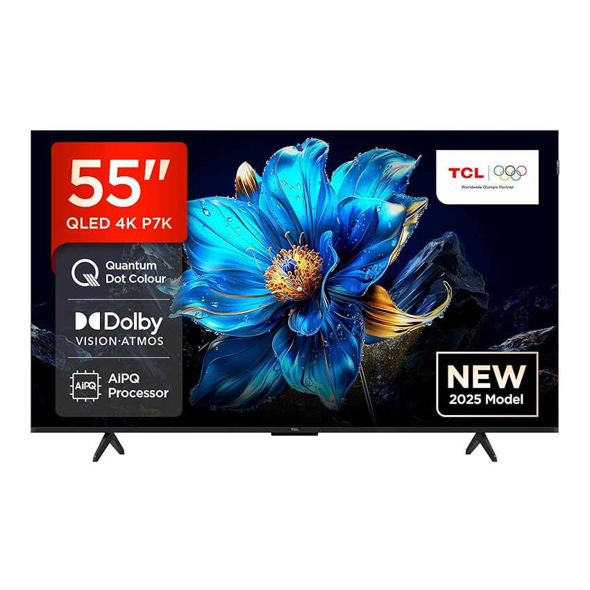 TCL 55P7K 55” QLED 4K HDR TV, Google TV, Smart TV (Dolby Vision & Atmos, Game Master, Motion clarity)