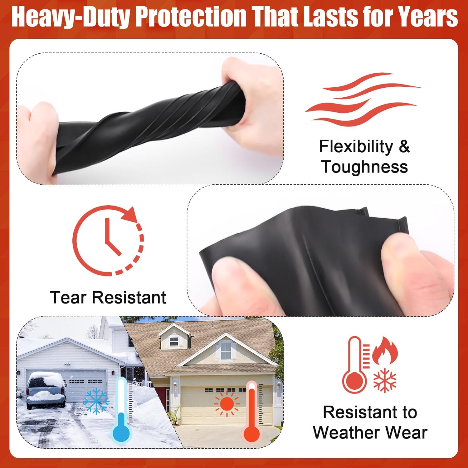 Garage Door Seals Bottom Rubber - 16.5Ft EPDM Weatherproof Weather Stripping for 5/16" T-End Garage Doors, Blocks Drafts/Rain/Rodents, Noise-Reducing & Energy Saving