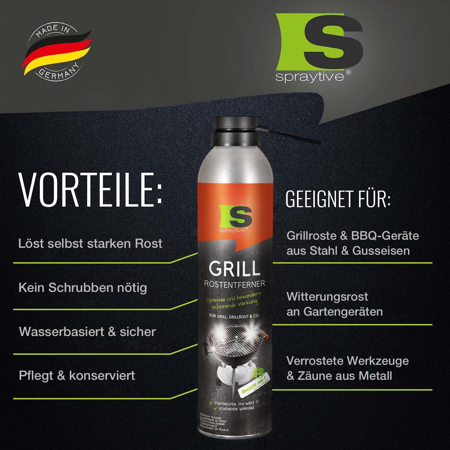 Lot de 2 sprays anti-rouille 2 en 1 300 ml protection longue durée pour grille de barbecue