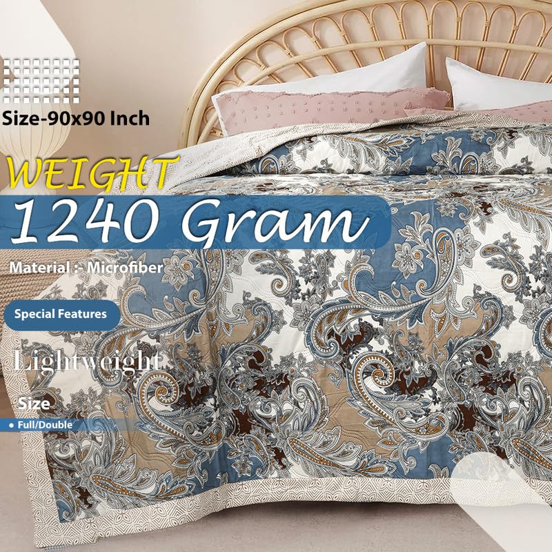 Image of BSB HOME 2nd Gen 120 GSM Microfiber Reversible AC Comforter /Blanket for Winter /Quilt /Duvets for Double Bed (230 X 220 cm, Teal Blue White)
