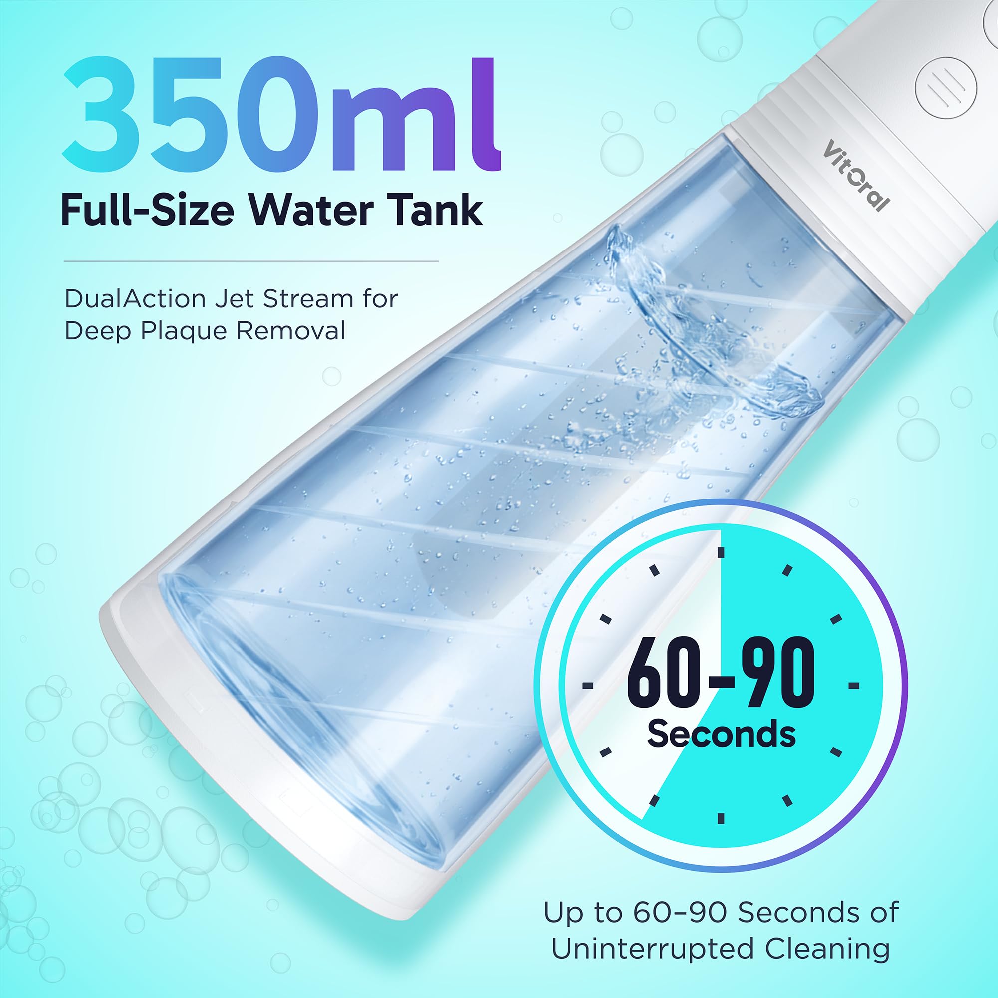 Professionelle schnurlose Zahnseide für Zahn- und Zahnfleischgesundheit, Premium IPX7 wasserdichte Munddusche und Plaque-Entferner, tiefenreinigender Zahnstrahl mit 4 intelligenten Modi, 350