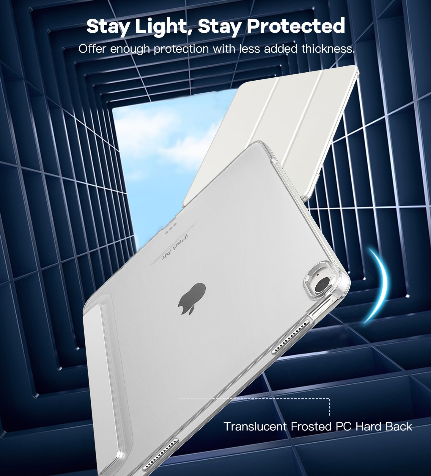 TiMOVO Cover per iPad Air 13 Pollici (M4 2026/M3 2025/M2 2024), Custodia Sottile Con Supporto, Supporta Touch ID, Auto Sveglia/Sonno con Retro Traslucido, Luce Stellare
