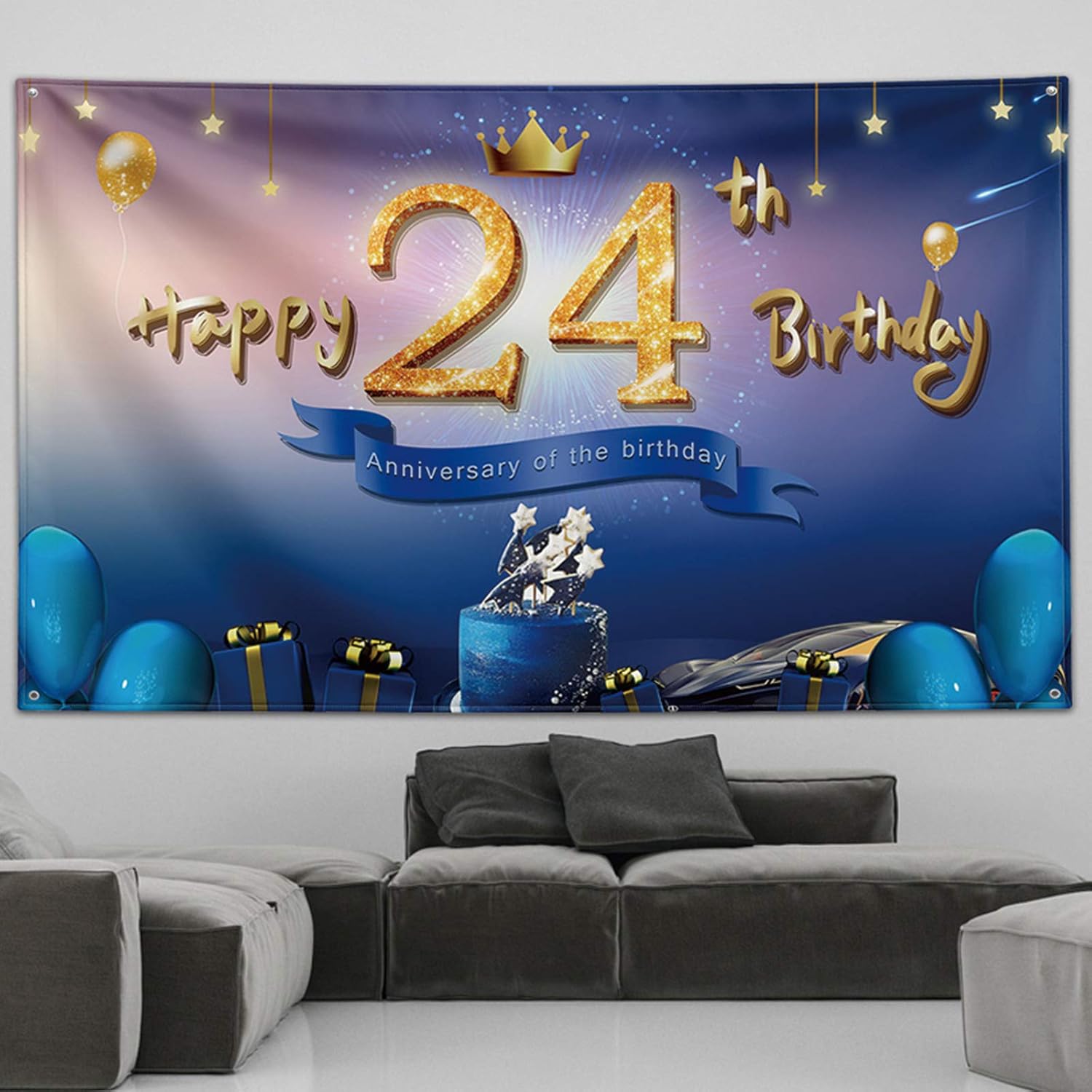 9th Happy Birthday Banner 9th Birthday Decorations For Boys Birthday Gifts For 9 Year Old Boys 9th Birthday Party Supplies Photo Backdrop Yard Sign Blue Golden Balloons Extra Large 72 8 X 43 3 Inch Banners Toys