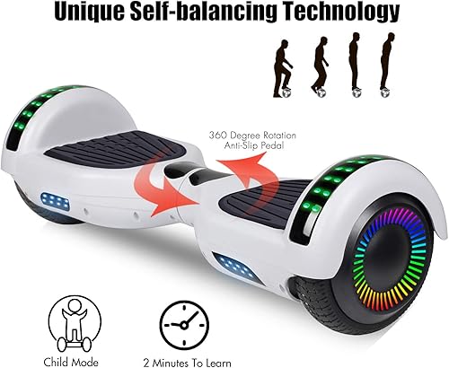 Miniatura 2 de LIEAGLE Hoverboard - Patineta autoequilibrante de 16.5 cm, 6.5 pulgadas, con ruedas Bluetooth, luces LED, para niños y adultos
