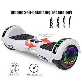 LIEAGLE Hoverboard, 6.5 Self Balancing Scooter Hover Board with Many Certified Wheels LED Lights for Kids Adults(White)