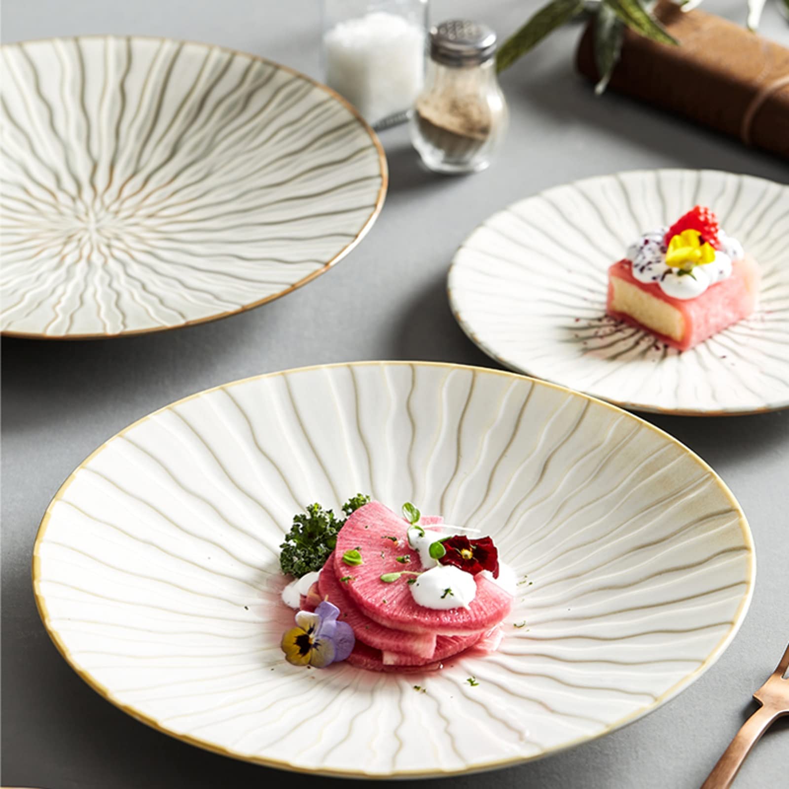 Assiettes Plates Assiette de cuisine occidentale créative assiette à steak japonaise assiette à dîner en céramique avancée vaisselle à Dessert ronde Assiette ( Color : Bruin , Size : 10.75 inch )
