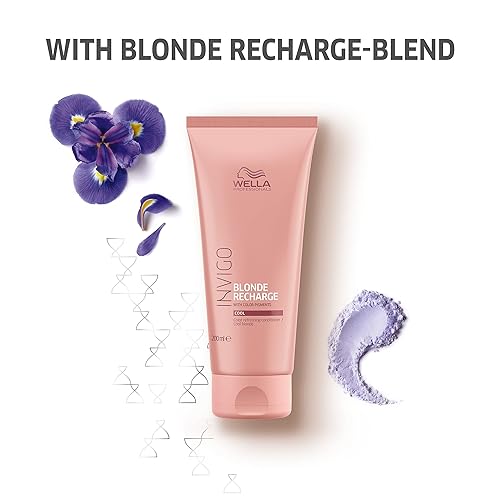Miniatura 4 de Wella Professionals Invigo Blonde Recharge Cool Blonde Champú + Acondicionador, Refresca y mantiene el color rubio, Rid Brasiness, champú morado +