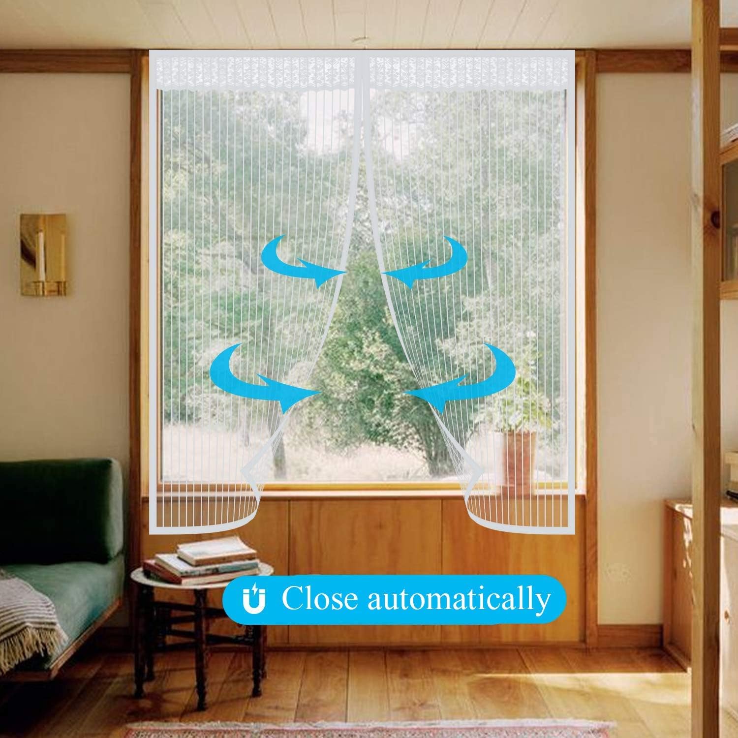 Magnetic Window Screen with Tape and Closing Magnets White Mesh Fly Curtain for Windows Transparent Fly Screen 170cmx205cm (White 170x205cm(67x81inch))