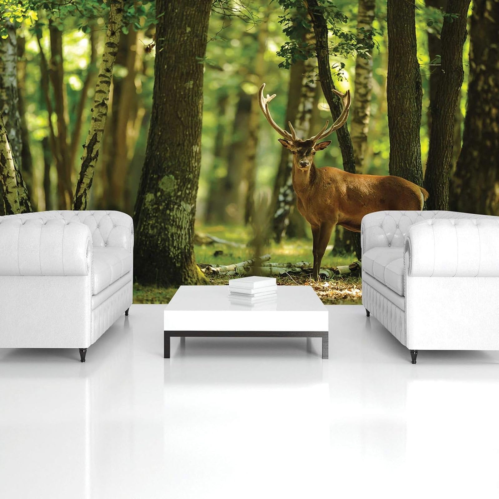 Kfjhgbdshhj 3D Mural Photo Mural-Wallpaper Deer - For Living Room Bedroom - 3D Effect - Natural,250Cmx175cm Poster - Wall Sticker - Frameless Picture