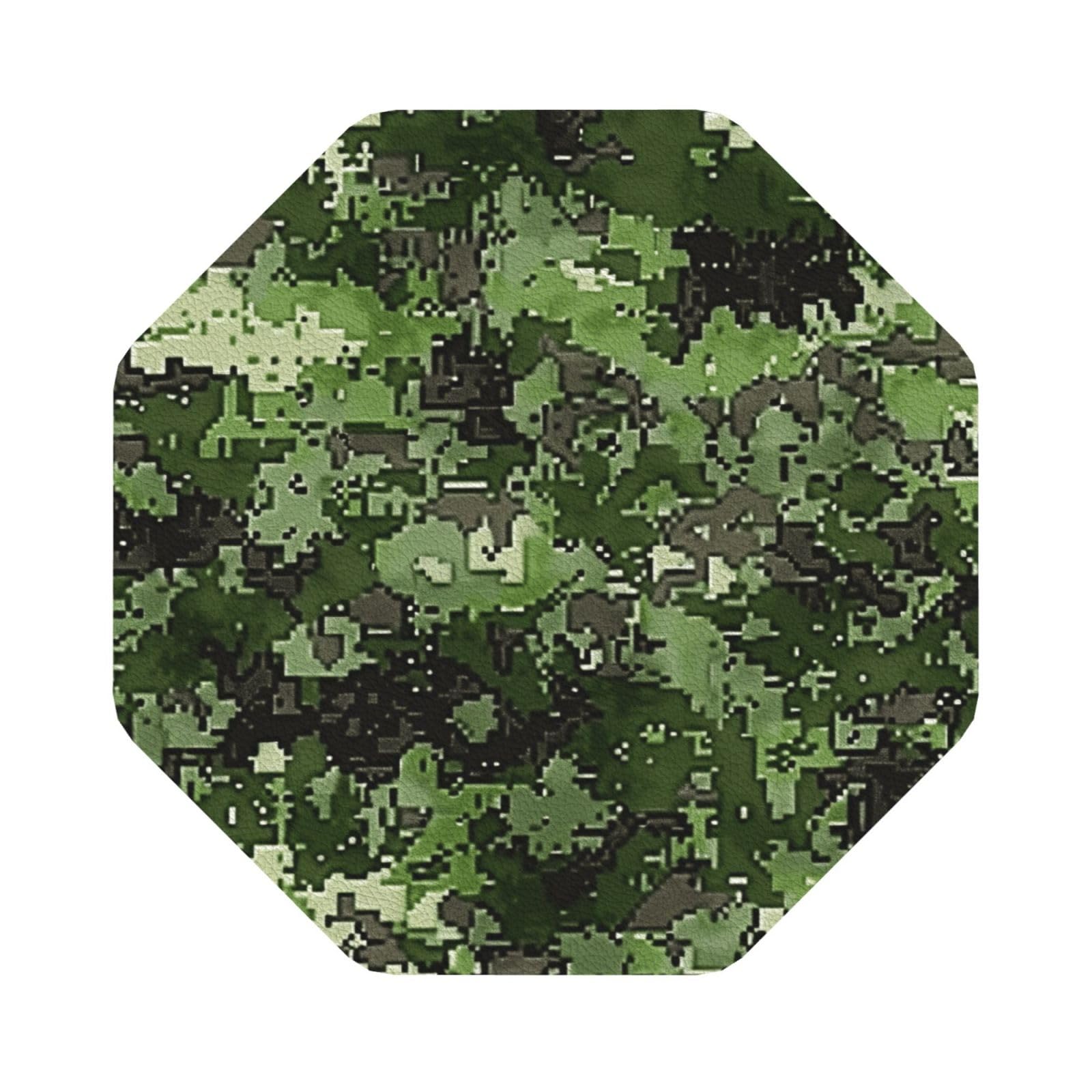Green Army Digital Camouflage print Print Leather Coaster Set of 6, Octagon Coasters Table Decorative Coffee Cup Beverage Coasters Wine Beer Bar Coasters for Hot Drinks Table Protection