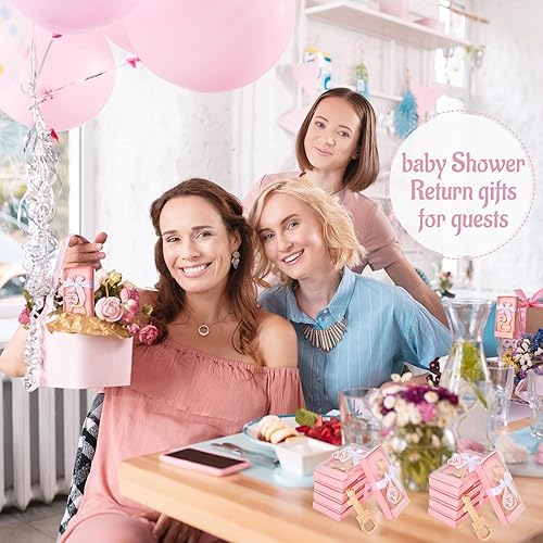 Miniatura 7 de wxfdac 24 boxes of 1-year-old birthday party favors, guest gifts 1 Bottle opener, 1-year anniversary decorations, souvenirs, girls' gifts (pink)