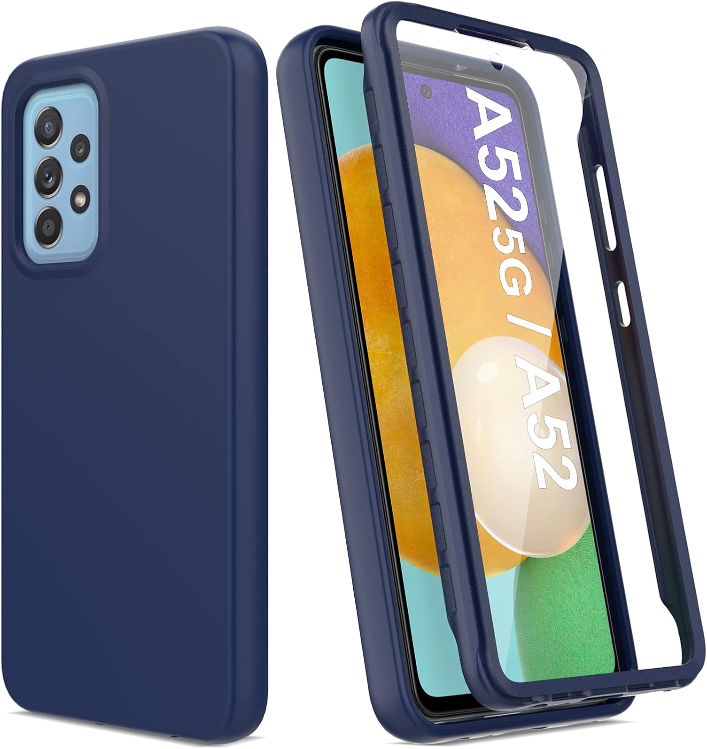 UNPEY Case for Samsung Galaxy A52 5G, Galaxy A52 Case with Built in Screen Protector, Full Body Shockproof Phone Case Rugged Protective Cover for Samsung Galaxy A52 5G / A52 4G (Navy Blue)
