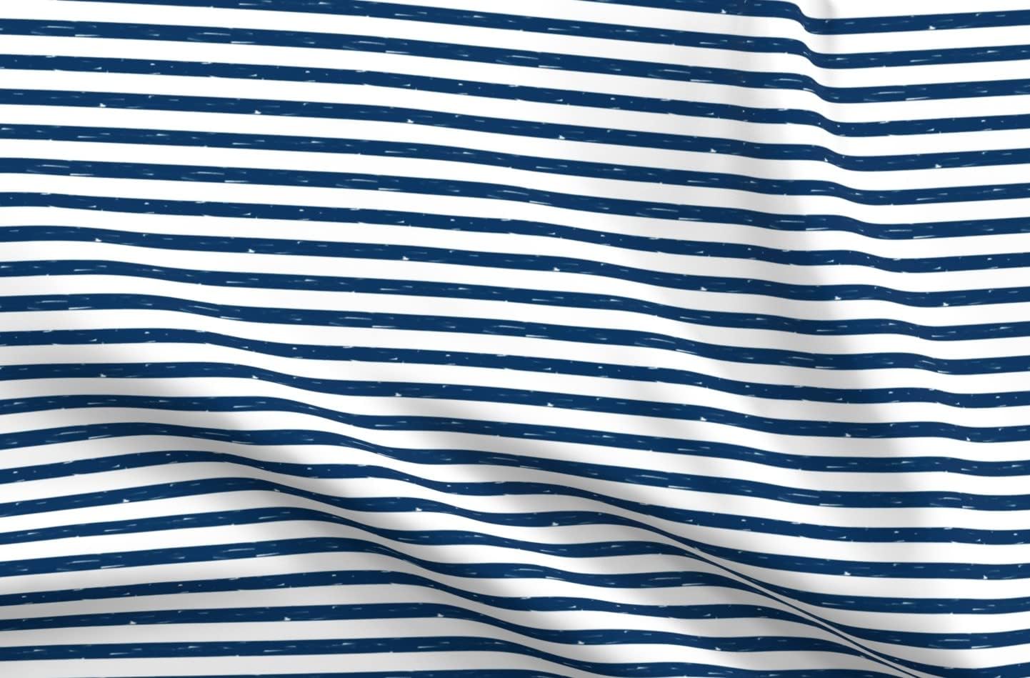 Spoonflower Fabric - Sailor Stripes Navy Stripe Summer Nautical Sailing Dark Blue Printed on Organic Cotton Sateen Fabric by The Yard - Sewing Quilting Apparel Home Decor