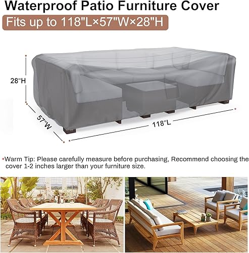 Miniatura 58 de Fundas resistentes al agua para muebles de patio, juego de sofá modular Mrrihand para exteriores, mesa de patio y silla, 89.7 pulgadas de largo x