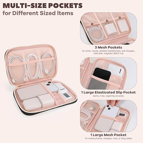 Miniatura 2 de Estuche organizador de artículos electrónicos, organizador de cables de viaje, bolsa organizadora de cables compacta para cargador, cables,