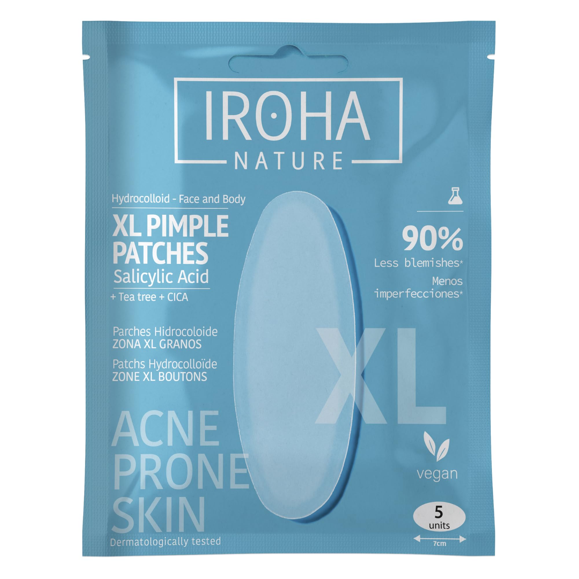 Iroha Nature - Parches para Granos con Ácido Salicílico, Árbol de Té y Centella Asiática, reduce los granos en 8h. Parches para acné (18 unidades). — view 13