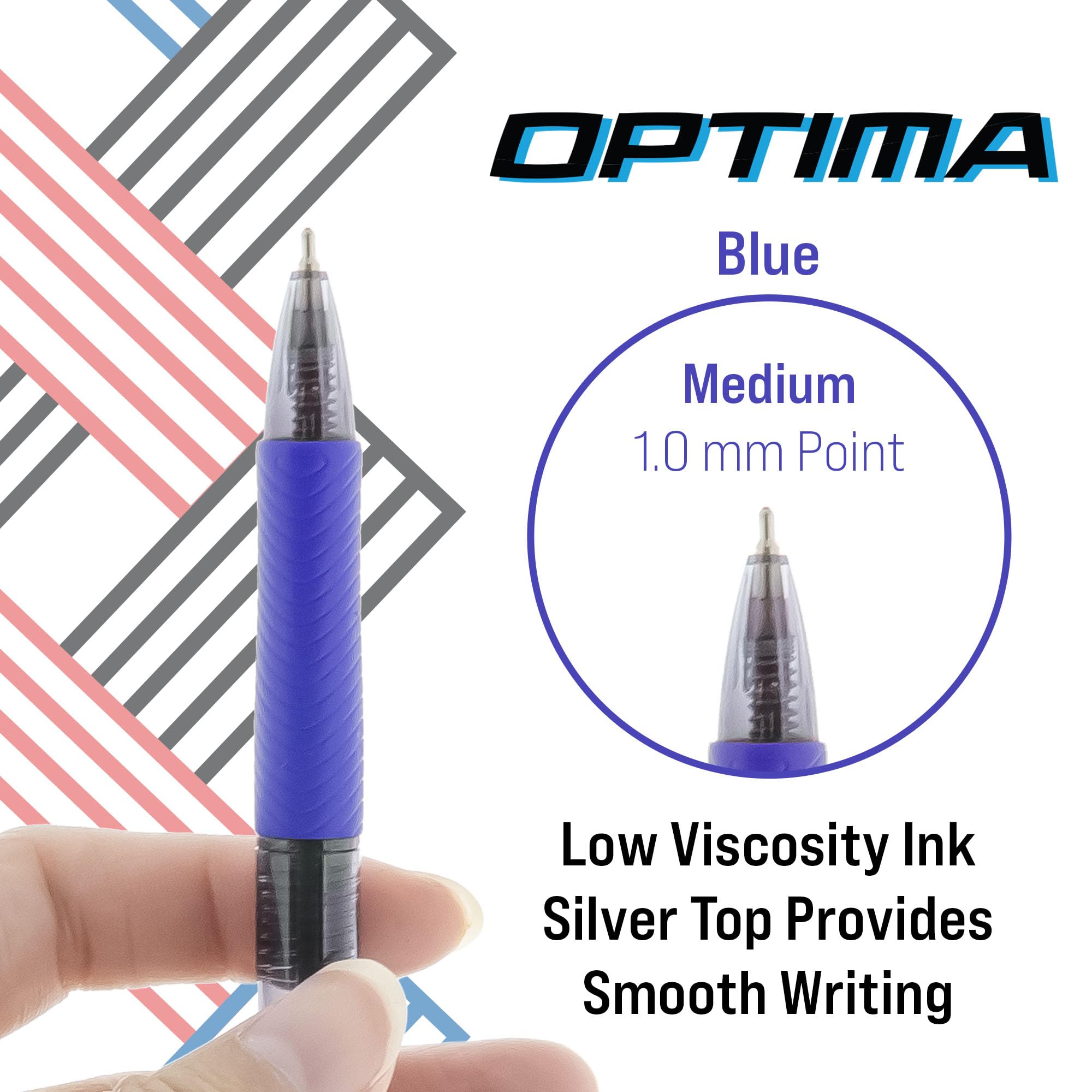 BAZIC Products Oil Gel Fuse Tech Ink Retractable Pen Optima Blue Color 0 7 mm Medium Point Soft — view 2