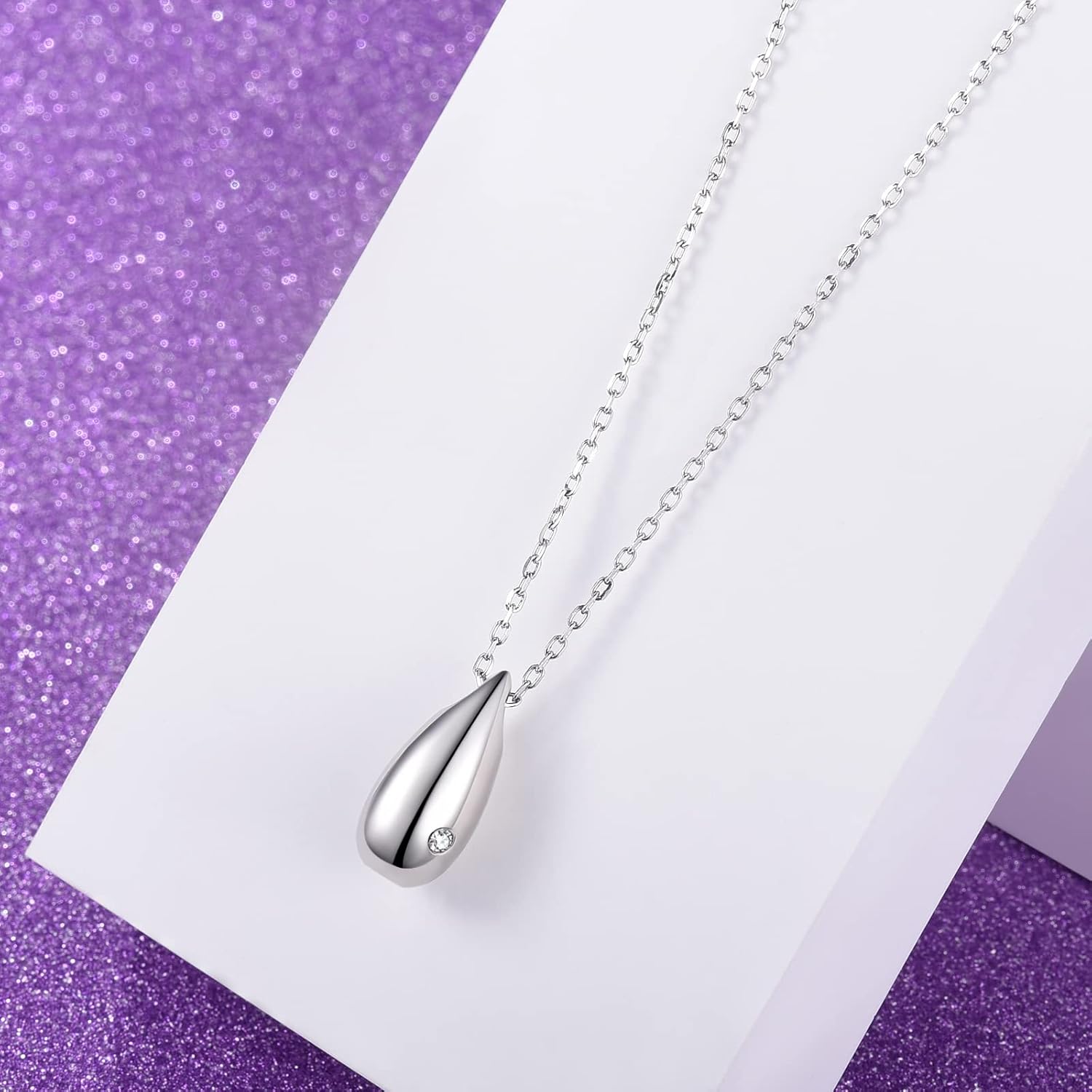 925 Sterling Silver Cremation Jewelry for Ashes Teardrop Keepsake Urn Pendant Necklace Memorial Jewelry for Women Gift