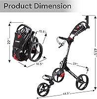 Vista 5 de CUBE CART Carrito de Golf de Empuje de 3 Ruedas – Carrito de Golf Plegable Ultracompacto de Dos Pasos, Marco Ligero de 14.5 libras, Mango Ajustable