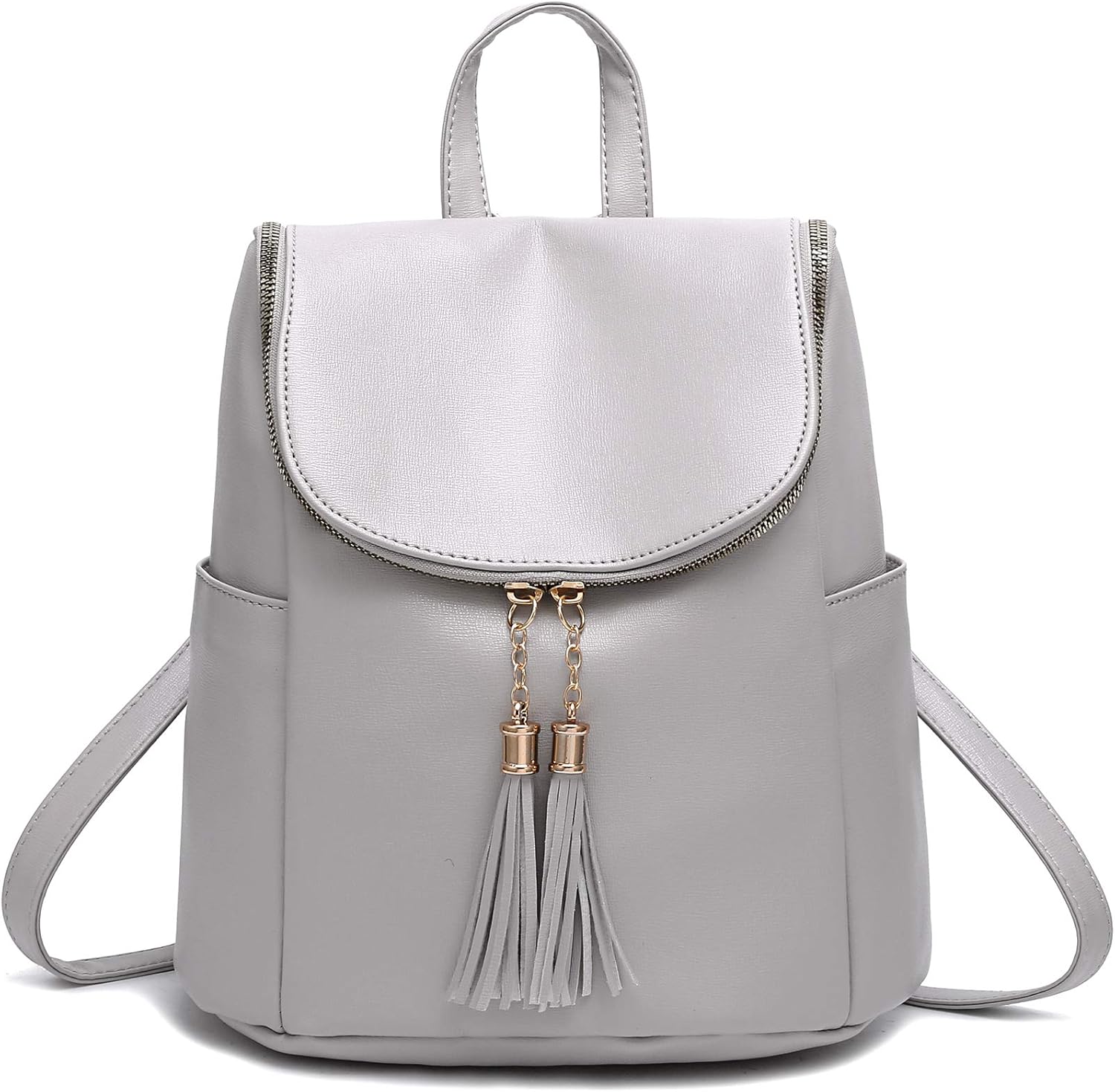 grey faux leather backpack