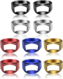 Boao 10 Pieces Bottle Opener Ring stainless Steel Beer Finger Bottle Opener Colorful for Party Present Supplies(Black,Silver,Red, Yellow, Blue)