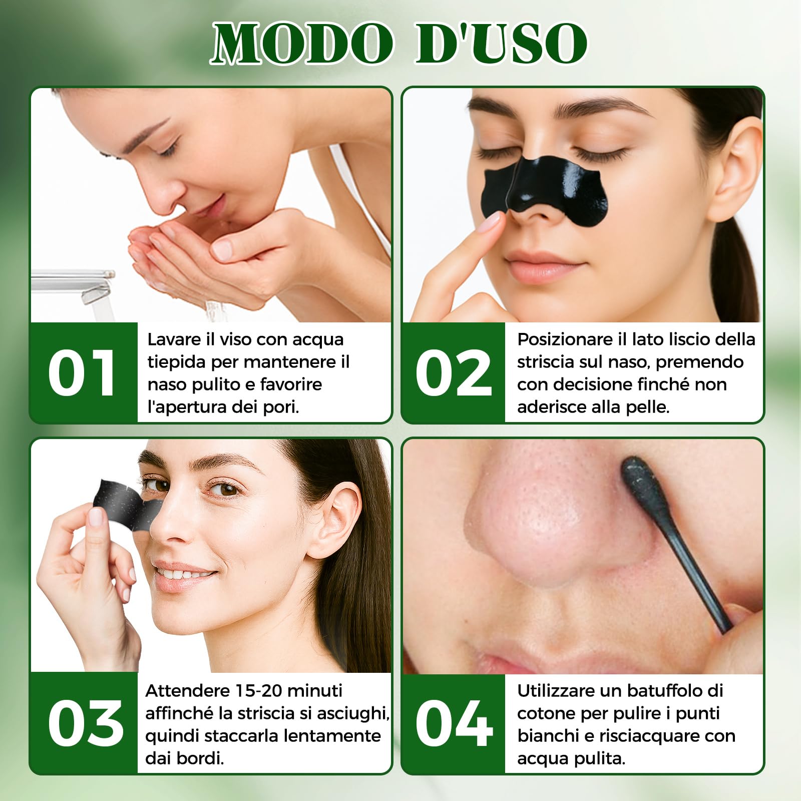 Punti Neri Rimozione, 80pcs Carbone Cerotti Togli Punti Neri Naso per Una Pulizia Profonda, Liberando i Pori, Efficace e Delicata Nose Strips per Tutti i Tipi di Pelle