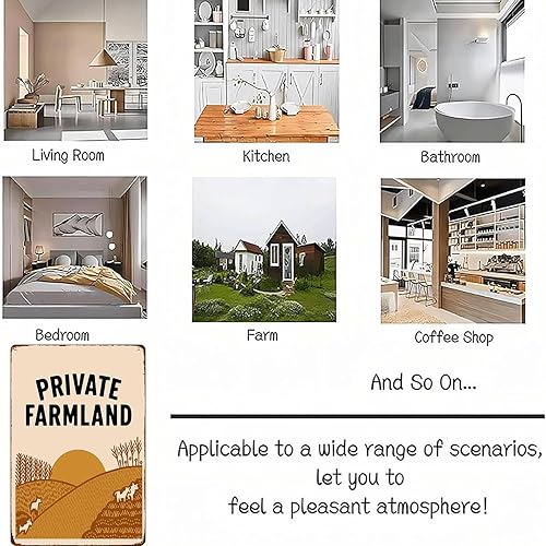 Miniatura 5 de Private Farmland Hills Poster Retro Kitchen Bedroom Motivation Living Room Signs 8x12 Inch Wall Decor Metal Sign Posters for Bathroom Garden Farm