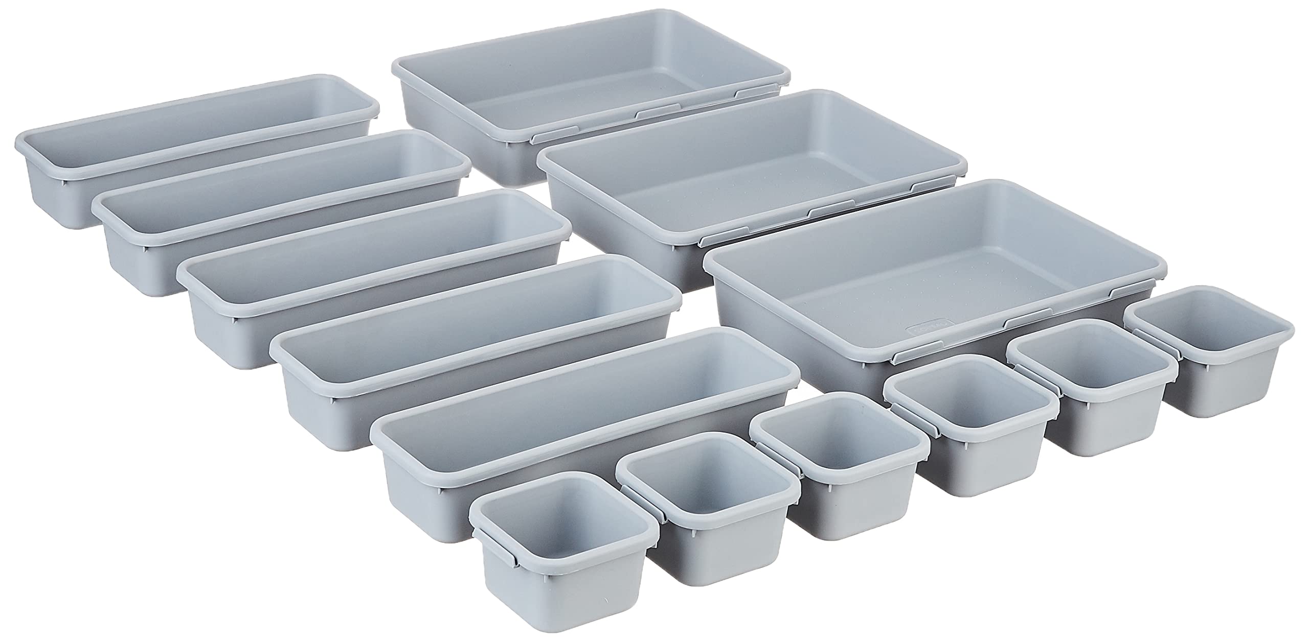 Amazon Brand - Solimo Kitchen Utensil Drawer Organiser,Set Of 14,Grey(Plastic) (B09W1PF1B2) Amazon Price History, Amazon Price Tracker