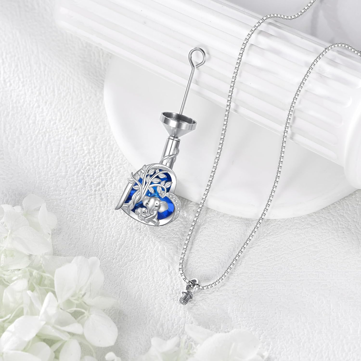 925 Sterling Silver Urn Cremation Necklace for Ashes, Hummingbird/Elephant/Moon Star/Paw Print Urn Pendant Memorial Necklaces Keepsake Animal Jewelry Gift for Women Dog Cat Pet Lovers