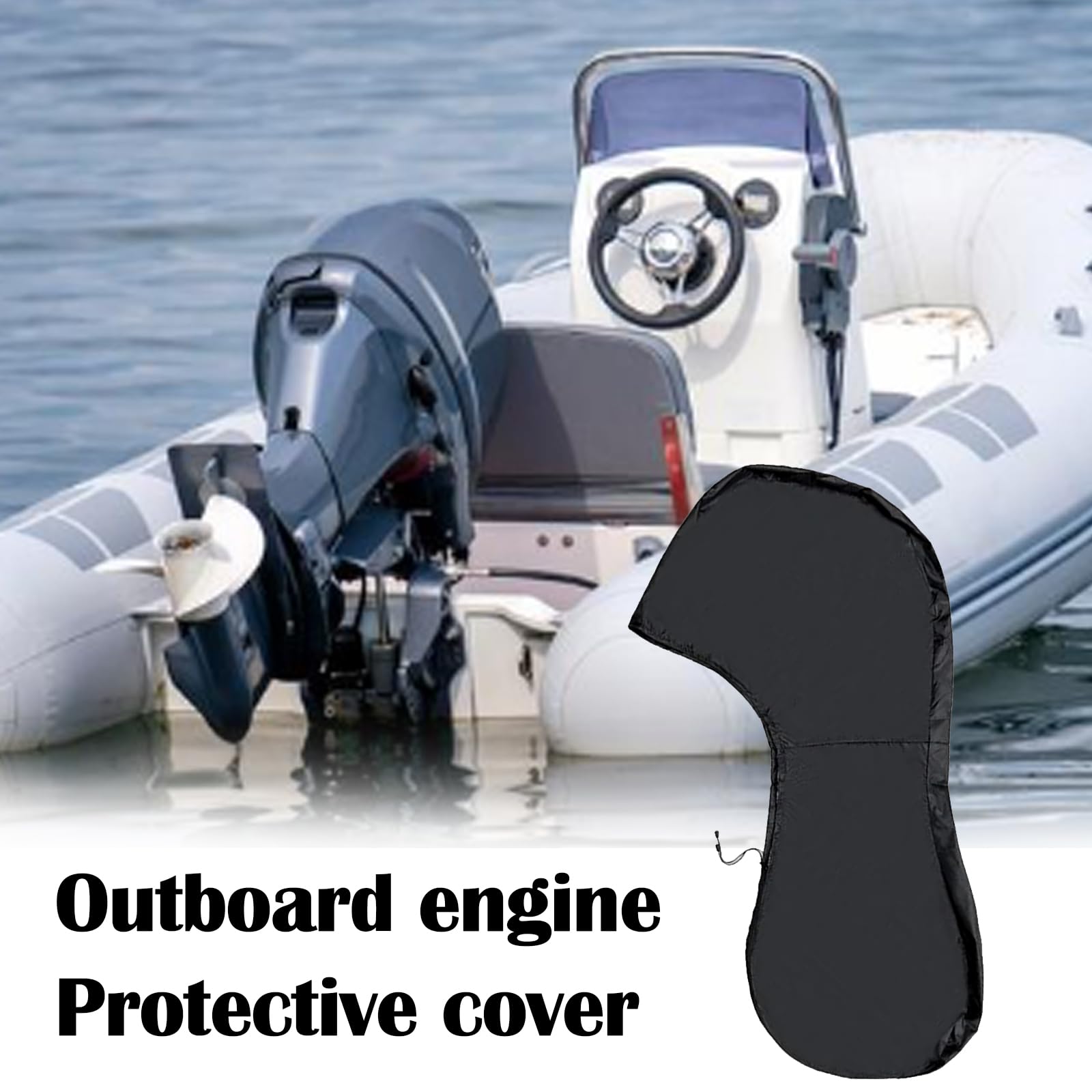 Copertura Per Motore Fuoribordo In Oxford 420D - Impermeabile Con Strisce Riflettenti E Cerniera | Per Motori 100-150 HP - Foto 5