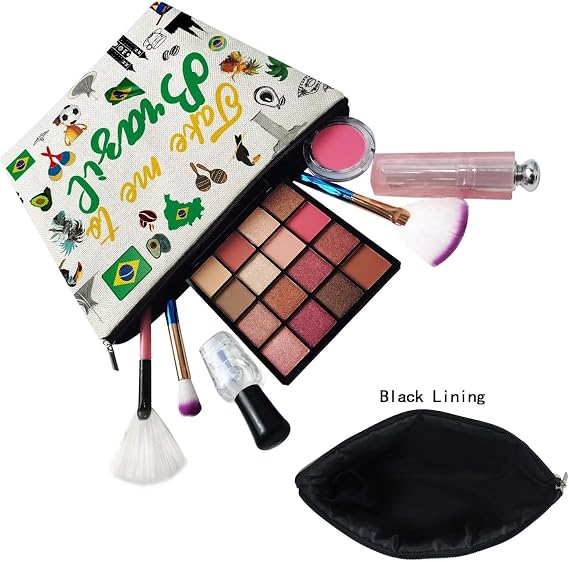 Livel lhood Take Me To Brazil Makeup Bag Cute Small Canvas Organizer Zipper Pouch Take Me To Brazil Cosmetic Bag Travel Present for Women Friends