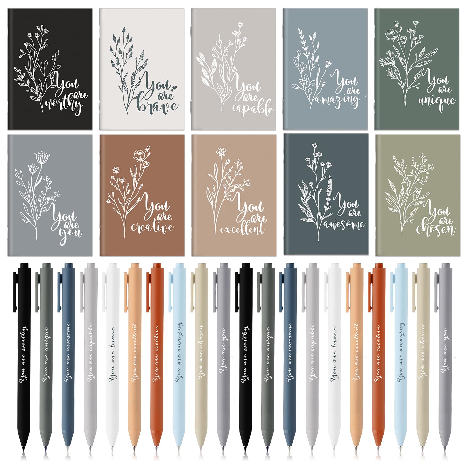 Affrolling 100 Pcs Inspirational Notebooks Motivational Mini Notepads with Pen Bulk Aesthetic Valentine Coworker Gift Employee Appreciation Gifts for