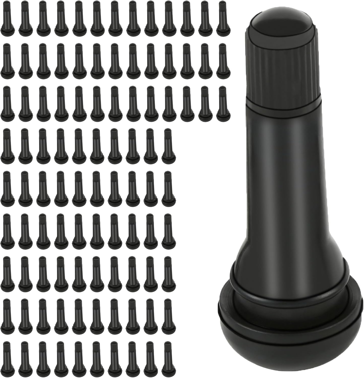 CDWTPS TR414 Tire Valve Stem, Rubber Snap-in Short Black Tire Valve Stem for Tubeless 0.453 Inch 11.5mm Rim Holes on Standard Vehicle Tires(100pcs/Bag)