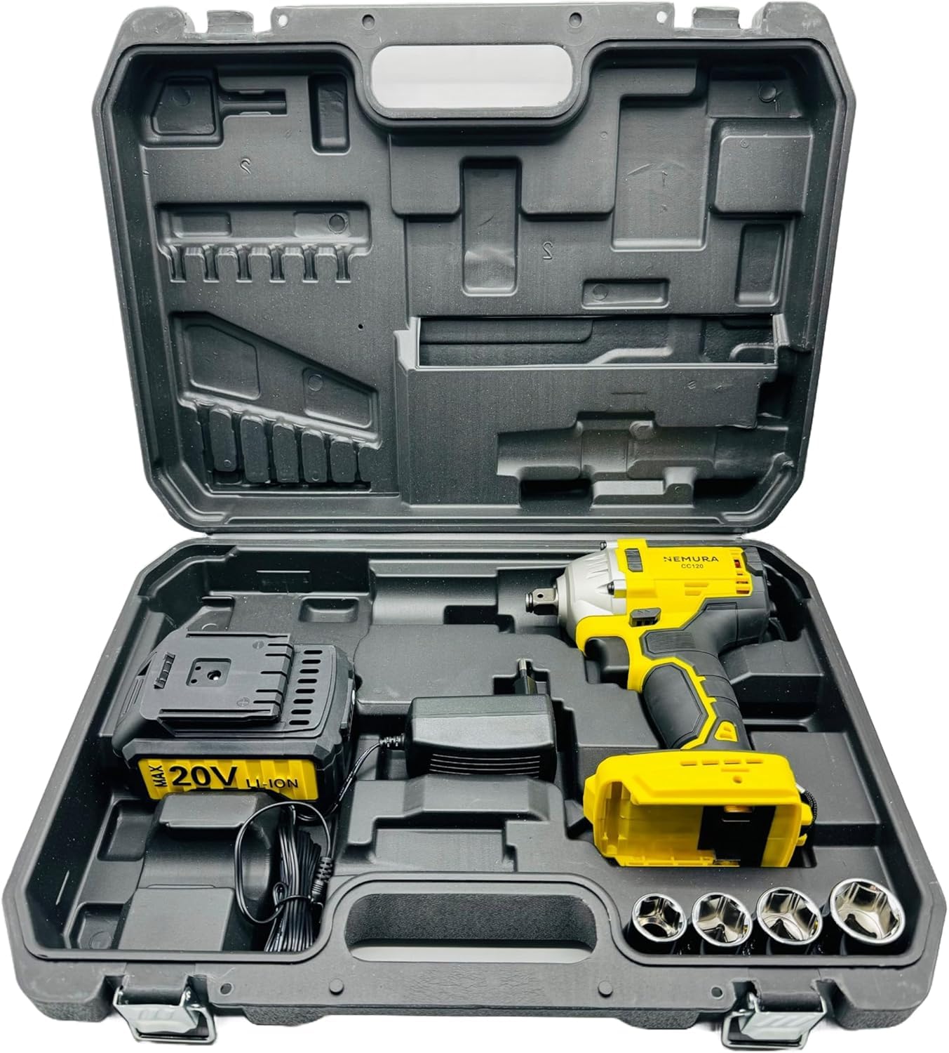 Nemura Clé à Choc Sans Fil 20V - Déboulonneuse Puissante 0-2500 tpm - Clef Electrique Couple max.420Nm - Taux d'Impact 0-2900 imp/min - 1 Batterie 3000mAh et 1 Chargeur rapide - Marque Française