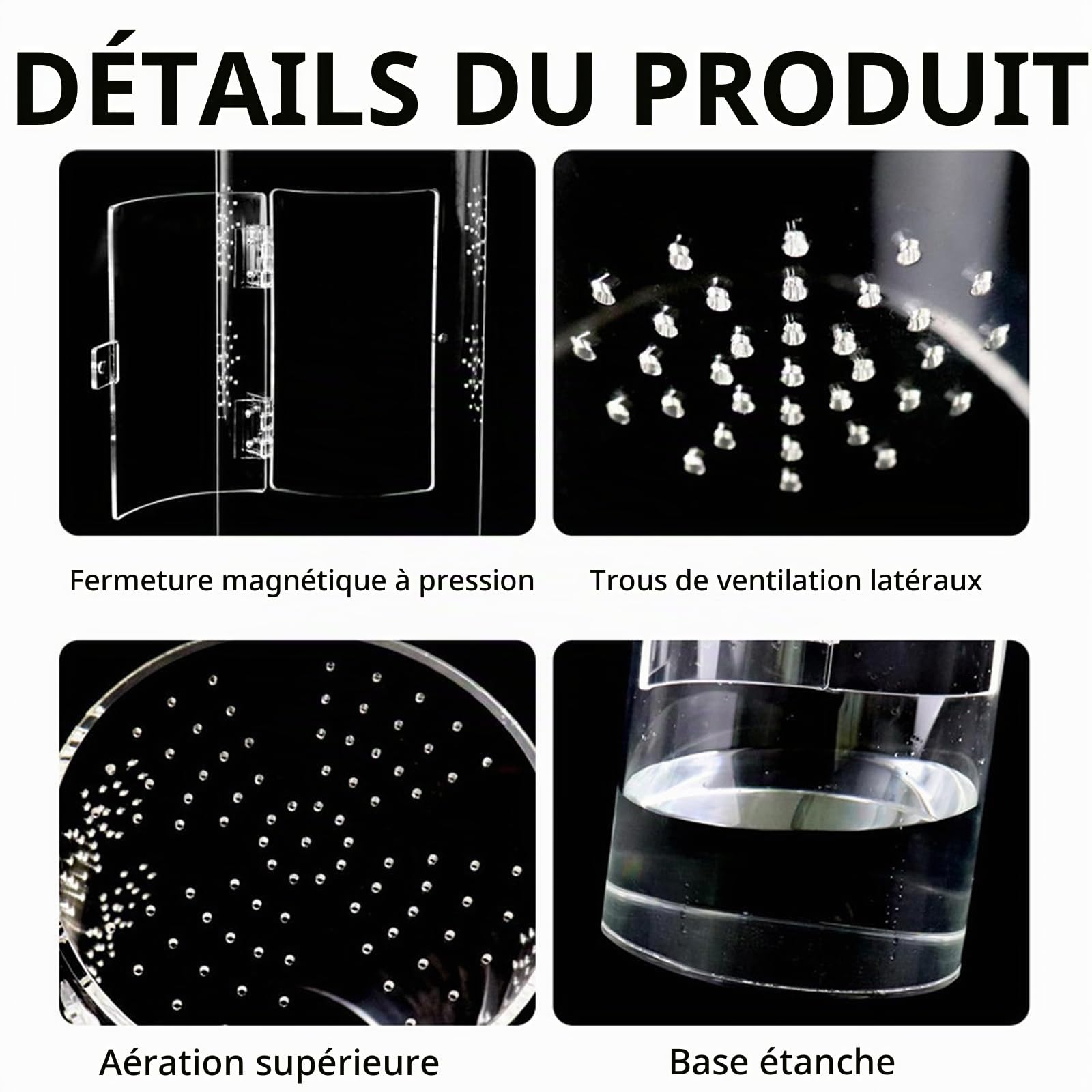 Terrariums pour Reptiles, Mini-Terrarium Cylindrique Vivarium en Acrylique étanche avec Porte Avant pour Petits Grenouilles Araignées Sauteuses Mantes Religieuses Geckos Et Escargots