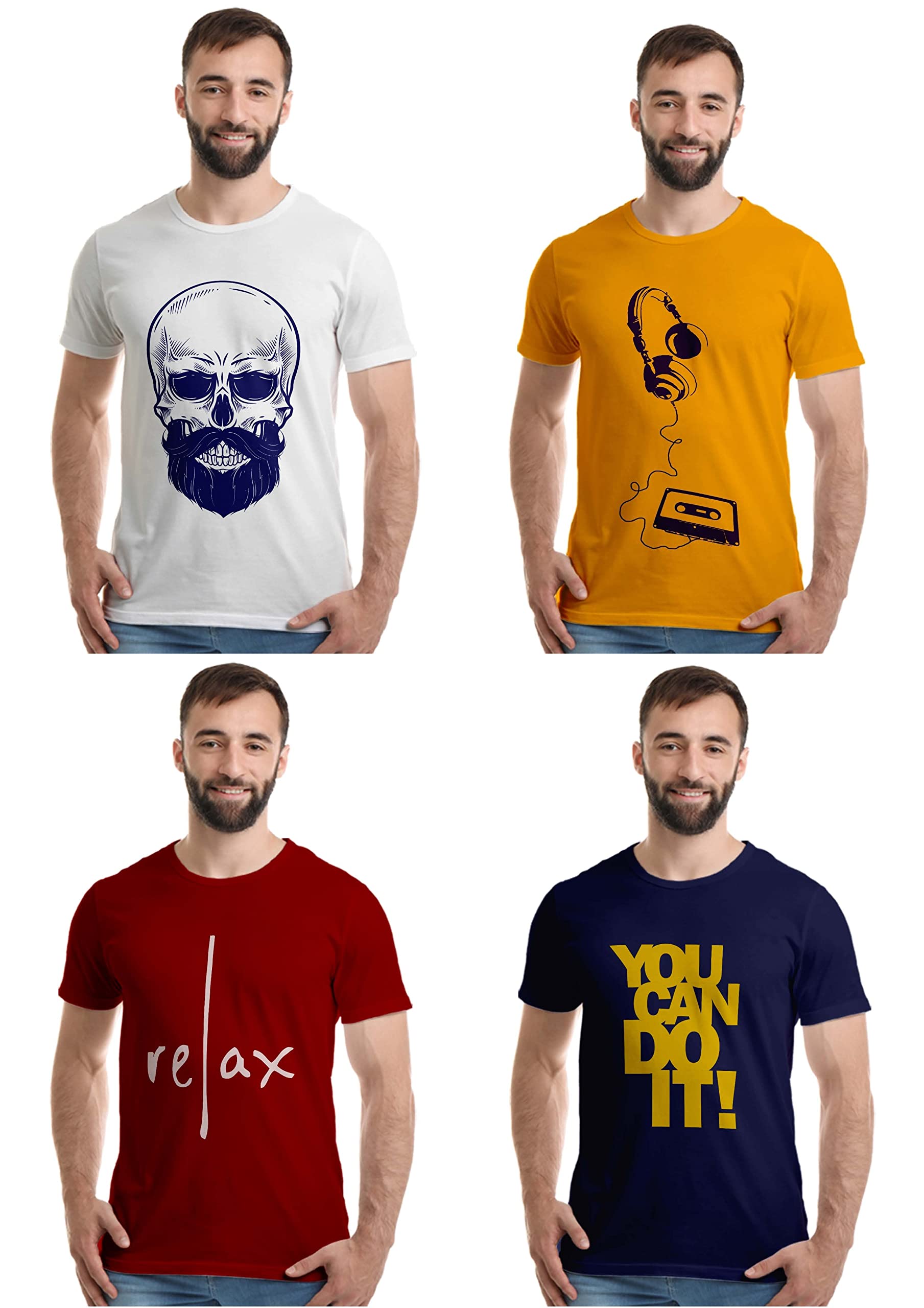 Boodbuck Printed Regular Fit T Shirt for Men Combo Pack