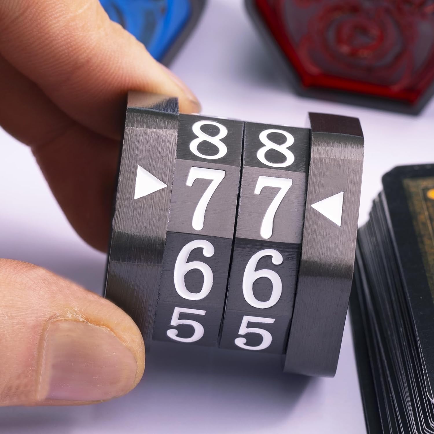 MTG Life Counter MTG Metal MTGs Commander Life Counter Wheel, No Installation Required Gift Box Packaging Suitable for Board Games, Card Games, Compatible with MTGs and TTRPG(Black Nickel_White)