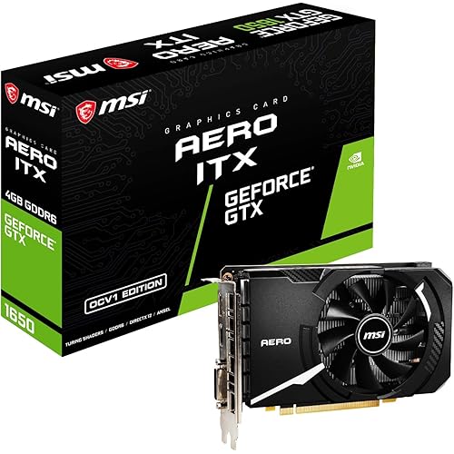 MSI Gaming GeForce GTX 1650 128-Bit HDMI/DP/DVI 4GB GDRR6 HDCP Support DirectX 12 VR Ready ITX Graphics Card (GTX 1650 D6 AERO ITX OCV1) (G165D6AIC1)
