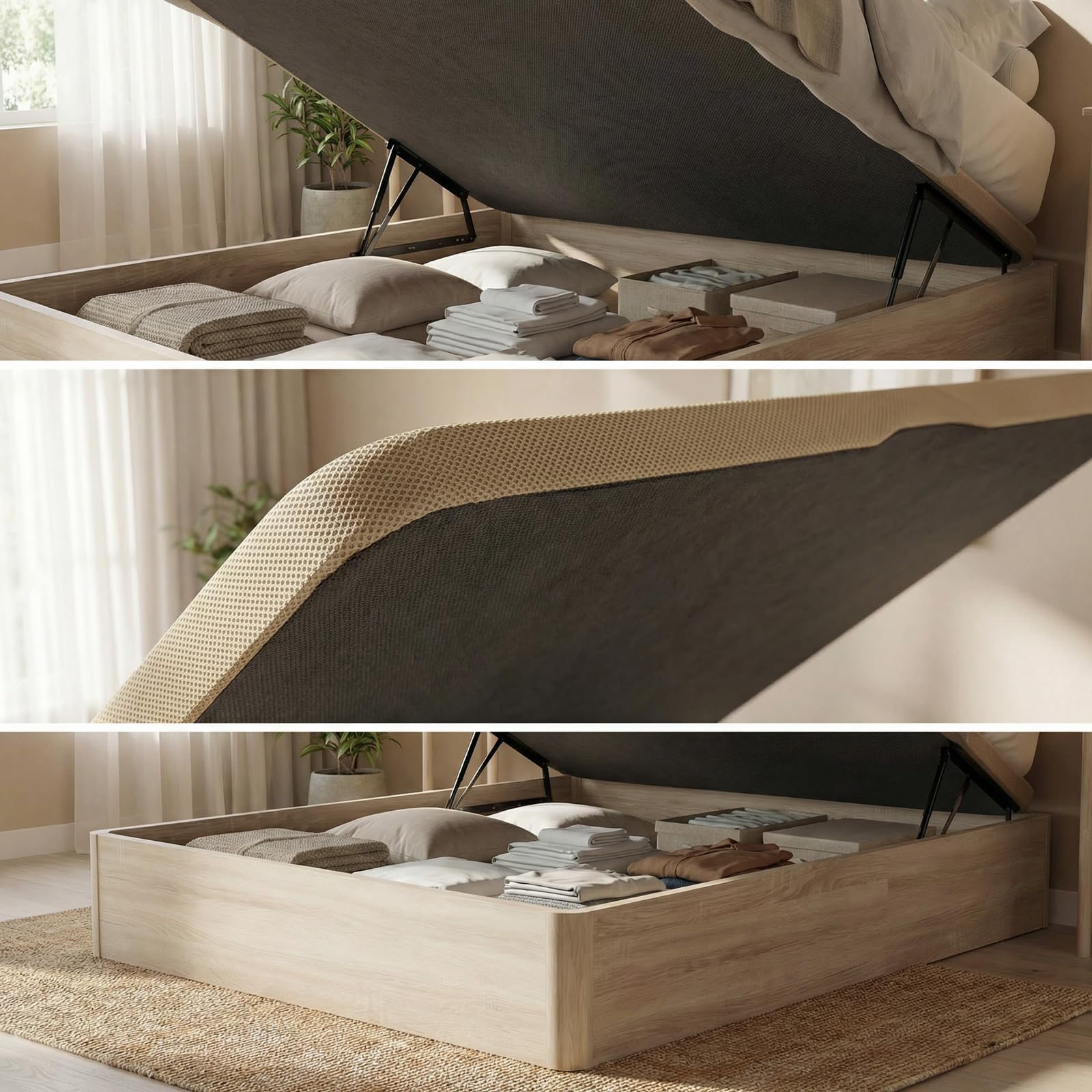 DUÉRMETE ONLINE - Canapé Abatible 105x190 cm Cambria, Gran Capacidad de Almacenaje, Estructura Súper Reforzada, Tapa 3D Transpirable, Incluye Subida a Domicilio