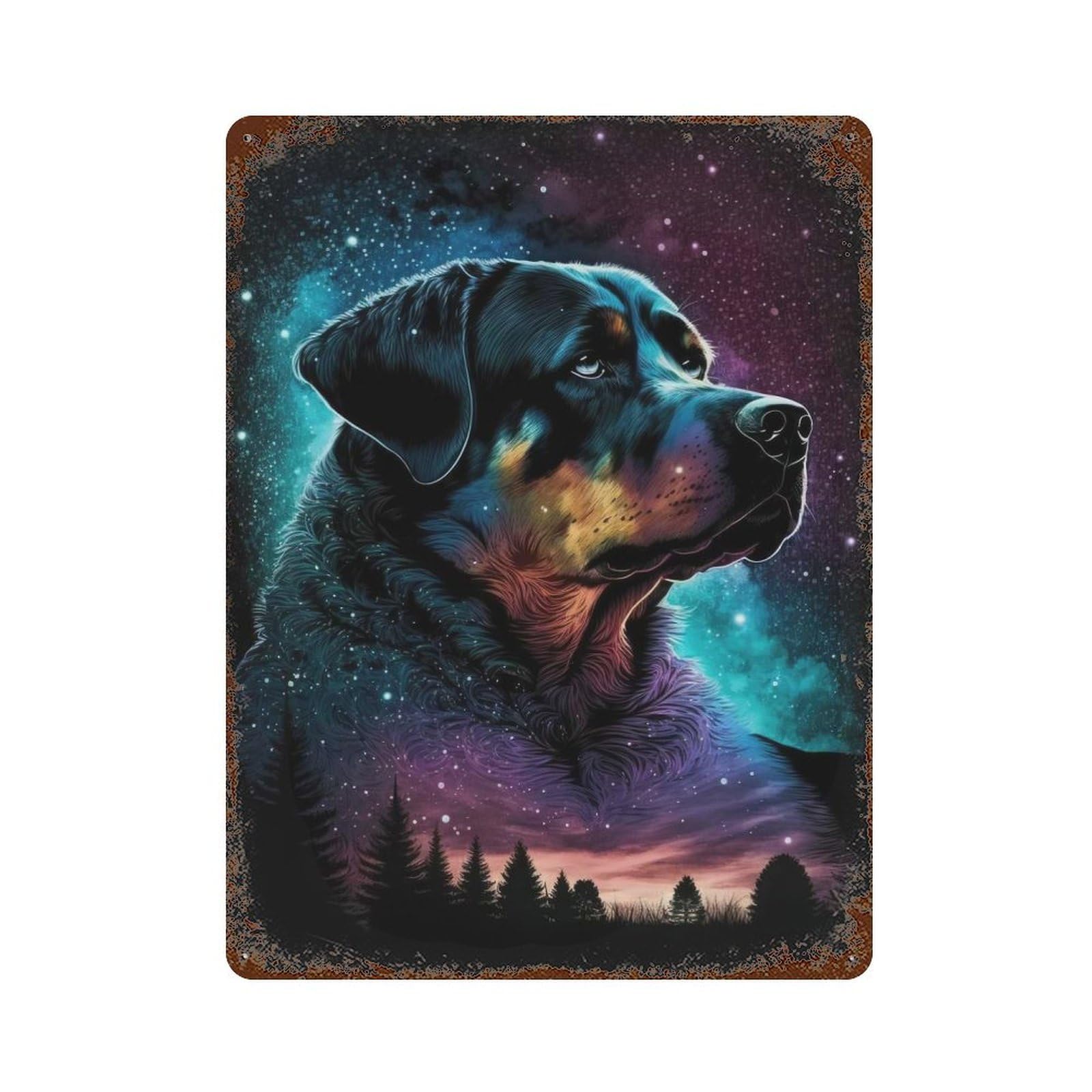 Rottweiler Style 6 Rust Effect Tin Sign 15.7"x11.8", Old School Wall Decor for Farmhouse, Kitchen And Entryway Decor