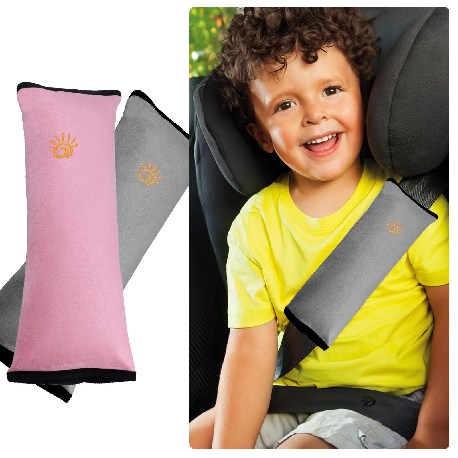 2 protezioni per cinture per bambini, imbottiture per cinture per auto, rimovibili, adatte per l'uso durante le uscite e i viaggi e durante il sonno dei bambini