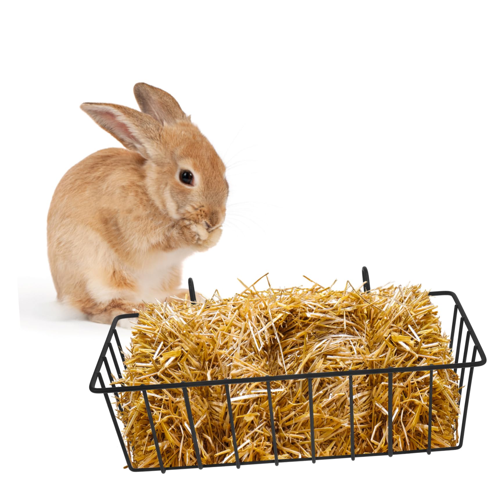 Milisten Râtelier Foin Lapin 2 Pièces en Fer, Mangeoire à Lapins Pliante et Légère pour Cage, pour Distribuer Le Foin
