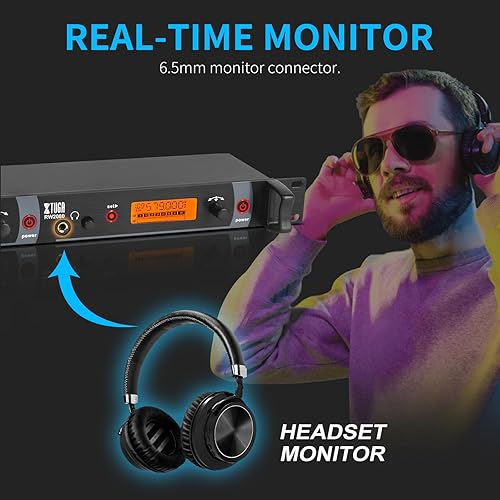 Miniatura 6 de Xtuga - Sistema de monitorización de auriculares RW2080 (2 canales, 246810), Negro